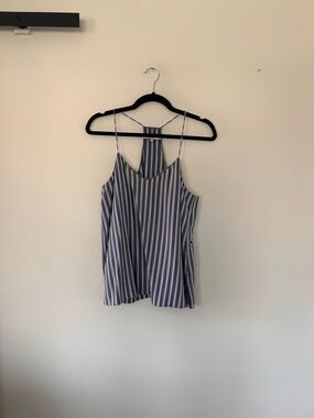 Tibi Navy and White Striped Spaghetti Strap Camisole
